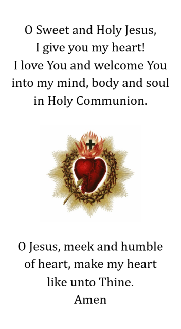 Holy Communion Prayer Card